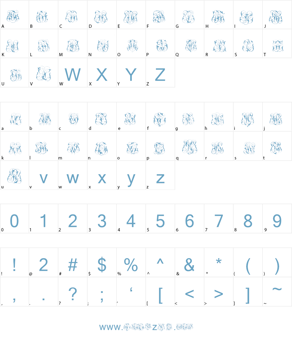 Hard to Read Monograms Font Character